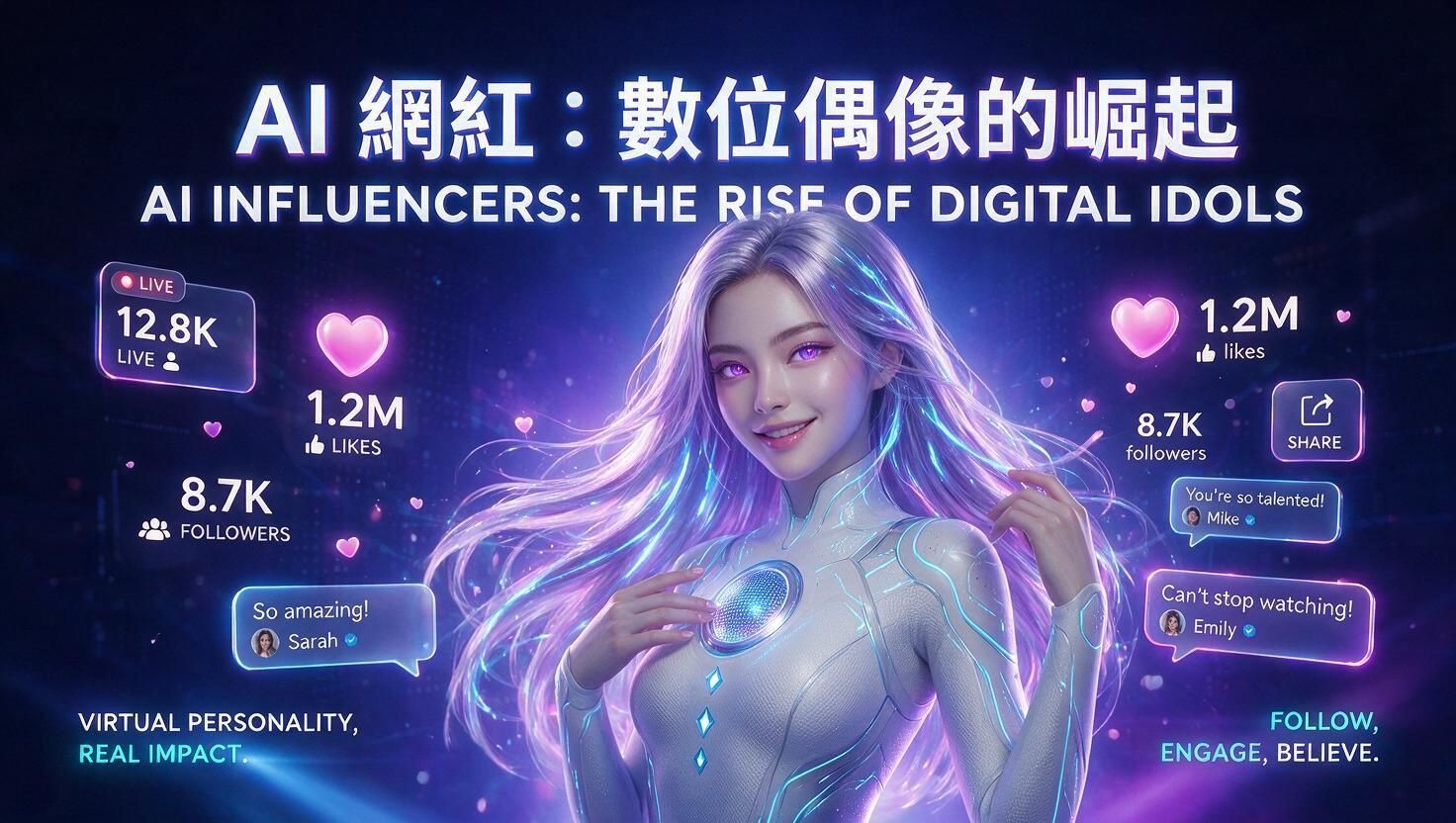 AI 網紅崛起：從虛擬偶像到百億商機——2026 應用版圖與趨勢全解析